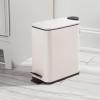 imagemDesign Rectangular Pedal Bin  5 L Metal Waste Bin with Pedal Lid and Plastic Bucket Insert  Household Rubbish Bin for Bathroom Kitchen and Office  BeigeMatte Cream