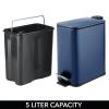 imagemDesign Rectangular Pedal Bin  5 L Metal Waste Bin with Pedal Lid and Plastic Bucket Insert  Household Rubbish Bin for Bathroom Kitchen and Office  BeigeNavy