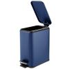 imagemDesign Rectangular Pedal Bin  5 L Metal Waste Bin with Pedal Lid and Plastic Bucket Insert  Household Rubbish Bin for Bathroom Kitchen and Office  BeigeNavy