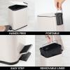 imagemDesign Rectangular Pedal Bin  5 L Metal Waste Bin with Pedal Lid and Plastic Bucket Insert  Household Rubbish Bin for Bathroom Kitchen and Office  BeigeMatte Cream