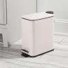 imagemDesign Rectangular Pedal Bin  5 L Metal Waste Bin with Pedal Lid and Plastic Bucket Insert  Household Rubbish Bin for Bathroom Kitchen and Office  BeigeMatte Cream