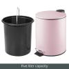 imagemDesign Round Pedal Bin  5 L Metal Waste Bin with Pedal Lid and Plastic Bucket Insert  Household Rubbish Bin for Bathroom Kitchen and Office  PurplePurple