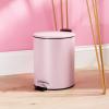 imagemDesign Round Pedal Bin  5 L Metal Waste Bin with Pedal Lid and Plastic Bucket Insert  Household Rubbish Bin for Bathroom Kitchen and Office  PurplePurple