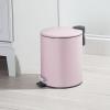 imagemDesign Round Pedal Bin  5 L Metal Waste Bin with Pedal Lid and Plastic Bucket Insert  Household Rubbish Bin for Bathroom Kitchen and Office  PurplePurple