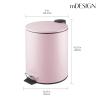imagemDesign Round Pedal Bin  5 L Metal Waste Bin with Pedal Lid and Plastic Bucket Insert  Household Rubbish Bin for Bathroom Kitchen and Office  PurplePurple