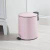 imagemDesign Round Pedal Bin  5 L Metal Waste Bin with Pedal Lid and Plastic Bucket Insert  Household Rubbish Bin for Bathroom Kitchen and Office  PurplePurple