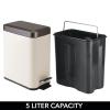 imagemDesign Small Modern 13 Gallon Rectangle Metal Lidded Step Trash Can Compact Garbage Bin with Removable Liner Bucket and Handle for Bathroom Kitchen Craft Room Office Garage  BlackVanillaBronze