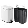 imagemDesign Small Modern 13 Gallon Rectangle Metal Lidded Step Trash Can Compact Garbage Bin with Removable Liner Bucket and Handle for Bathroom Kitchen Craft Room Office Garage  BlackBronze White