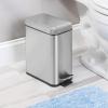 imagemDesign Small Modern 13 Gallon Rectangle Metal Lidded Step Trash Can Compact Garbage Bin with Removable Liner Bucket and Handle for Bathroom Kitchen Craft Room Office Garage  BlackBrushed