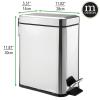 imagemDesign Small Modern 13 Gallon Rectangle Metal Lidded Step Trash Can Compact Garbage Bin with Removable Liner Bucket and Handle for Bathroom Kitchen Craft Room Office Garage  BlackChrome