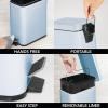 imagemDesign Small Modern 13 Gallon Rectangle Metal Lidded Step Trash Can Compact Garbage Bin with Removable Liner Bucket and Handle for Bathroom Kitchen Craft Room Office Garage  BlackLight Blue