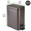 imagemDesign Small Modern 13 Gallon Rectangle Metal Lidded Step Trash Can Compact Garbage Bin with Removable Liner Bucket and Handle for Bathroom Kitchen Craft Room Office Garage  BlackBronze