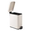 imagemDesign Small Modern 13 Gallon Rectangle Metal Lidded Step Trash Can Compact Garbage Bin with Removable Liner Bucket and Handle for Bathroom Kitchen Craft Room Office Garage  BlackCream