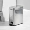 imagemDesign Small Modern 13 Gallon Rectangle Metal Lidded Step Trash Can Compact Garbage Bin with Removable Liner Bucket and Handle for Bathroom Kitchen Craft Room Office Garage  BlackChrome
