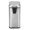 imagemDesign Small Modern 13 Gallon Rectangle Metal Lidded Step Trash Can Compact Garbage Bin with Removable Liner Bucket and Handle for Bathroom Kitchen Craft Room Office Garage  BlackBrushed