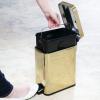 imagemDesign Small Modern 13 Gallon Rectangle Metal Lidded Step Trash Can Compact Garbage Bin with Removable Liner Bucket and Handle for Bathroom Kitchen Craft Room Office Garage  BlackSoft Brass
