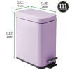 imagemDesign Small Modern 13 Gallon Rectangle Metal Lidded Step Trash Can Compact Garbage Bin with Removable Liner Bucket and Handle for Bathroom Kitchen Craft Room Office Garage  BlackLight Purple
