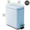 imagemDesign Small Modern 13 Gallon Rectangle Metal Lidded Step Trash Can Compact Garbage Bin with Removable Liner Bucket and Handle for Bathroom Kitchen Craft Room Office Garage  BlackLight Blue