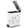 imagemDesign Small Modern 13 Gallon Rectangle Metal Lidded Step Trash Can Compact Garbage Bin with Removable Liner Bucket and Handle for Bathroom Kitchen Craft Room Office Garage  BlackMarble