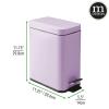 imagemDesign Small Modern 13 Gallon Rectangle Metal Lidded Step Trash Can Compact Garbage Bin with Removable Liner Bucket and Handle for Bathroom Kitchen Craft Room Office Garage  BlackLight Purple