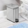 imagemDesign Small Modern 13 Gallon Rectangle Metal Lidded Step Trash Can Compact Garbage Bin with Removable Liner Bucket and Handle for Bathroom Kitchen Craft Room Office Garage  BlackBrushed