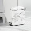 imagemDesign Small Modern 13 Gallon Rectangle Metal Lidded Step Trash Can Compact Garbage Bin with Removable Liner Bucket and Handle for Bathroom Kitchen Craft Room Office Garage  BlackMarble