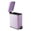 imagemDesign Small Modern 13 Gallon Rectangle Metal Lidded Step Trash Can Compact Garbage Bin with Removable Liner Bucket and Handle for Bathroom Kitchen Craft Room Office Garage  BlackLight Purple
