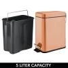 imagemDesign Small Modern 13 Gallon Rectangle Metal Lidded Step Trash Can Compact Garbage Bin with Removable Liner Bucket and Handle for Bathroom Kitchen Craft Room Office Garage  BlackCopper