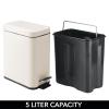 imagemDesign Small Modern 13 Gallon Rectangle Metal Lidded Step Trash Can Compact Garbage Bin with Removable Liner Bucket and Handle for Bathroom Kitchen Craft Room Office Garage  BlackCream