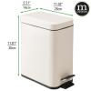 imagemDesign Small Modern 13 Gallon Rectangle Metal Lidded Step Trash Can Compact Garbage Bin with Removable Liner Bucket and Handle for Bathroom Kitchen Craft Room Office Garage  BlackCream