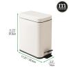 imagemDesign Small Modern 13 Gallon Rectangle Metal Lidded Step Trash Can Compact Garbage Bin with Removable Liner Bucket and Handle for Bathroom Kitchen Craft Room Office Garage  BlackCream