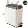 imagemDesign Small Modern 13 Gallon Rectangle Metal Lidded Step Trash Can Compact Garbage Bin with Removable Liner Bucket and Handle for Bathroom Kitchen Craft Room Office Garage  BlackVanillaBronze