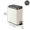imagemDesign Small Modern 13 Gallon Rectangle Metal Lidded Step Trash Can Compact Garbage Bin with Removable Liner Bucket and Handle for Bathroom Kitchen Craft Room Office Garage  BlackVanillaBronze