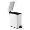 imagemDesign Small Modern 13 Gallon Rectangle Metal Lidded Step Trash Can Compact Garbage Bin with Removable Liner Bucket and Handle for Bathroom Kitchen Craft Room Office Garage  BlackBronze White
