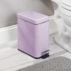 imagemDesign Small Modern 13 Gallon Rectangle Metal Lidded Step Trash Can Compact Garbage Bin with Removable Liner Bucket and Handle for Bathroom Kitchen Craft Room Office Garage  BlackLight Purple