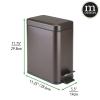 imagemDesign Small Modern 13 Gallon Rectangle Metal Lidded Step Trash Can Compact Garbage Bin with Removable Liner Bucket and Handle for Bathroom Kitchen Craft Room Office Garage  BlackBronze