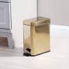 imagemDesign Small Modern 13 Gallon Rectangle Metal Lidded Step Trash Can Compact Garbage Bin with Removable Liner Bucket and Handle for Bathroom Kitchen Craft Room Office Garage  BlackSoft Brass
