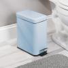 imagemDesign Small Modern 13 Gallon Rectangle Metal Lidded Step Trash Can Compact Garbage Bin with Removable Liner Bucket and Handle for Bathroom Kitchen Craft Room Office Garage  BlackLight Blue