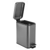 imagemDesign Small Modern 13 Gallon Rectangle Metal Lidded Step Trash Can Compact Garbage Bin with Removable Liner Bucket and Handle for Bathroom Kitchen Craft Room Office Garage  BlackGraphite Gray