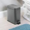 imagemDesign Small Modern 13 Gallon Rectangle Metal Lidded Step Trash Can Compact Garbage Bin with Removable Liner Bucket and Handle for Bathroom Kitchen Craft Room Office Garage  BlackGraphite Gray