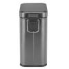 imagemDesign Small Modern 13 Gallon Rectangle Metal Lidded Step Trash Can Compact Garbage Bin with Removable Liner Bucket and Handle for Bathroom Kitchen Craft Room Office Garage  BlackGraphite Gray
