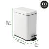imagemDesign Small Modern 13 Gallon Rectangle Metal Lidded Step Trash Can Compact Garbage Bin with Removable Liner Bucket and Handle for Bathroom Kitchen Craft Room Office Garage  BlackBronze White