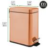 imagemDesign Small Modern 13 Gallon Rectangle Metal Lidded Step Trash Can Compact Garbage Bin with Removable Liner Bucket and Handle for Bathroom Kitchen Craft Room Office Garage  BlackCopper