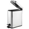 imagemDesign Small Modern 13 Gallon Rectangle Metal Lidded Step Trash Can Compact Garbage Bin with Removable Liner Bucket and Handle for Bathroom Kitchen Craft Room Office Garage  BlackChrome