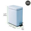imagemDesign Small Modern 13 Gallon Rectangle Metal Lidded Step Trash Can Compact Garbage Bin with Removable Liner Bucket and Handle for Bathroom Kitchen Craft Room Office Garage  BlackLight Blue