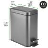 imagemDesign Small Modern 13 Gallon Rectangle Metal Lidded Step Trash Can Compact Garbage Bin with Removable Liner Bucket and Handle for Bathroom Kitchen Craft Room Office Garage  BlackGraphite Gray