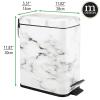 imagemDesign Small Modern 13 Gallon Rectangle Metal Lidded Step Trash Can Compact Garbage Bin with Removable Liner Bucket and Handle for Bathroom Kitchen Craft Room Office Garage  BlackMarble