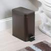 imagemDesign Small Modern 13 Gallon Rectangle Metal Lidded Step Trash Can Compact Garbage Bin with Removable Liner Bucket and Handle for Bathroom Kitchen Craft Room Office Garage  BlackBronze