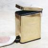 imagemDesign Small Modern 13 Gallon Rectangle Metal Lidded Step Trash Can Compact Garbage Bin with Removable Liner Bucket and Handle for Bathroom Kitchen Craft Room Office Garage  BlackSoft Brass