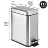 imagemDesign Small Modern 13 Gallon Rectangle Metal Lidded Step Trash Can Compact Garbage Bin with Removable Liner Bucket and Handle for Bathroom Kitchen Craft Room Office Garage  BlackBrushed